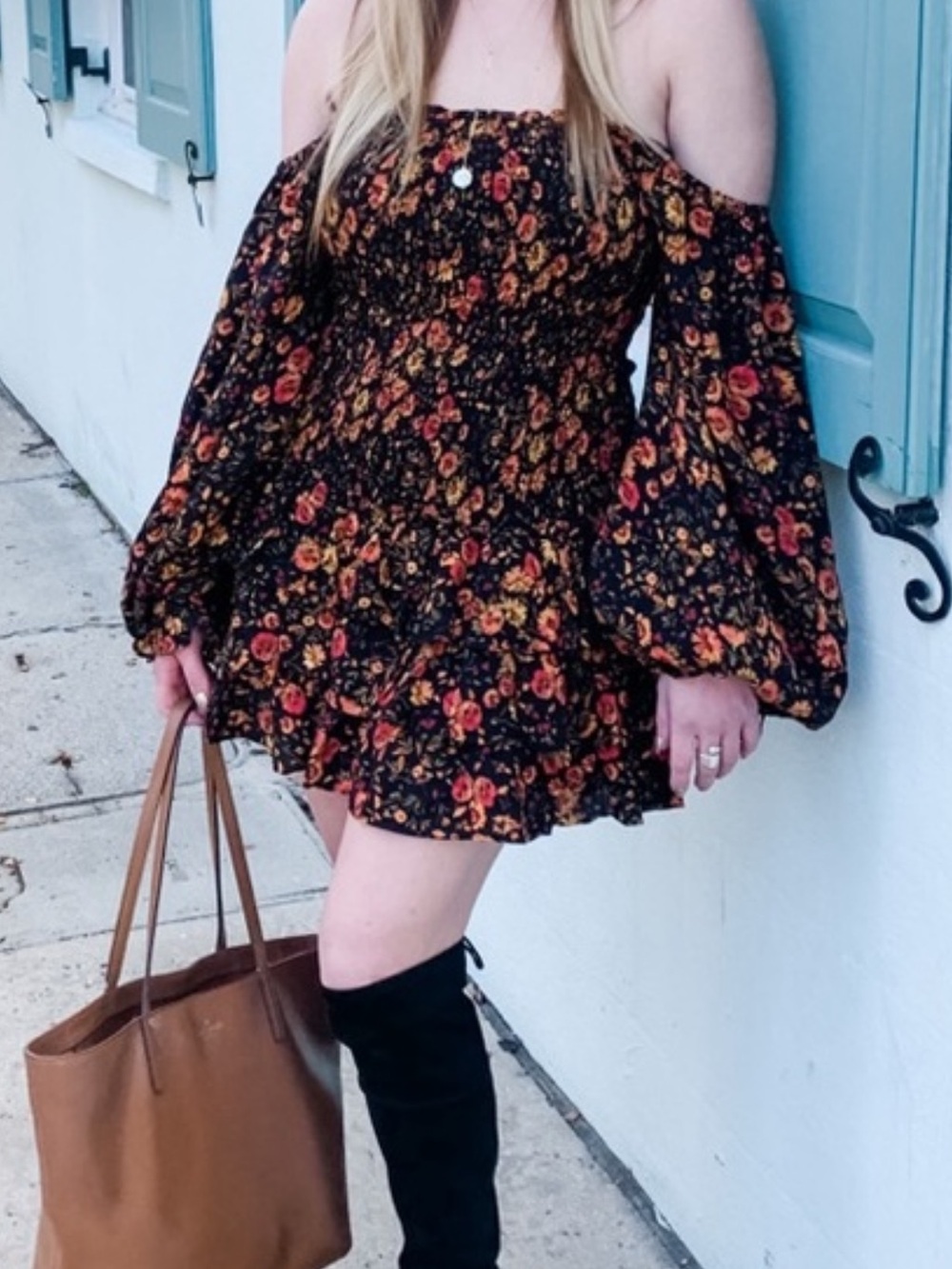 The Impeccable Pig Black Floral Scrunch Dress